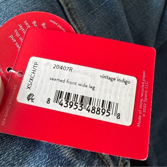 NWT SPANX 20407 Seamed Front Wide Leg in Vintage Indigo Pull-on Jeans Size XS - Picture 14 of 15